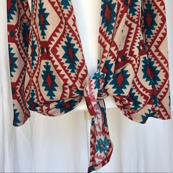 Persaya Red Tan Open Cardigan - Picture 3 of 5